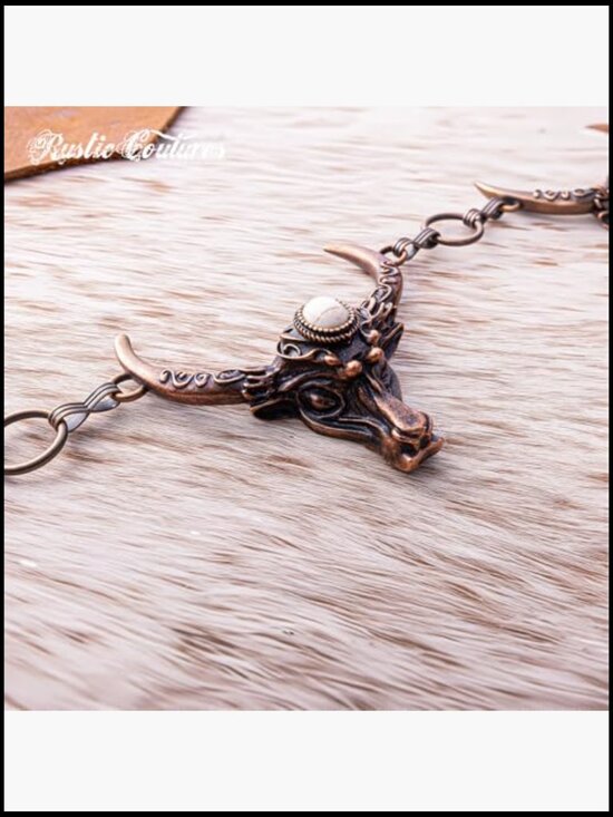 Western Concho Chain Belt with Faux Turquoise – Adjustable Lobster Claw Clasp main image 4